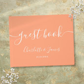 Peach Signature Script Wedding Gästebuch