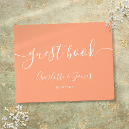 Peach Signature Script Wedding Gästebuch