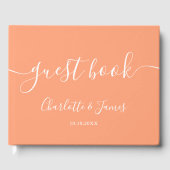 Peach Signature Script Wedding Gästebuch (Vorderseite)