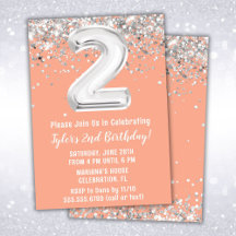 Peach Silver 2. Geburtstag Party