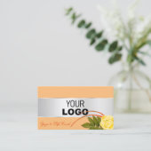 Peach Silver Decke Schöne Rose Blume mit Logo Visitenkarte (Stehend Vorderseite)