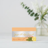 Peach Silver Deco Schöne Rose Blume mit Foto Visitenkarte (Stehend Vorderseite)