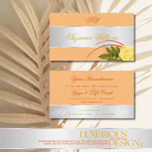 Peach Silver Decoder Niedliche Rose Blume mit Init Visitenkarte