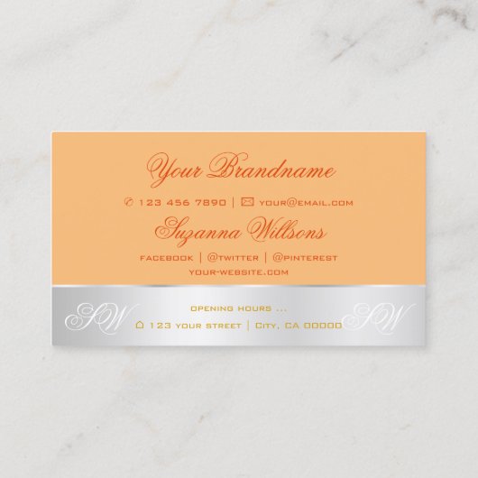 Peach Silver Decoder Niedliche Rose Blume mit Mono Visitenkarte (Rückseite)