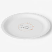 Peach Simple Heart Wreath Brautparty Pappteller (Schrägansicht)