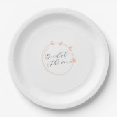 Peach Simple Heart Wreath Brautparty Pappteller (Vorderseite)