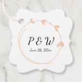 Peach Simple Heart Wreath Monogram Wedding Geschenkanhänger (Vorderseite)