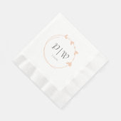 Peach Simple Heart Wreath Monogram Wedding Serviette (Ecke)