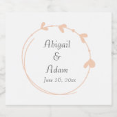 Peach Simple Heart Wreath Wedding Schaumweinetikett (Einzelnes Label)