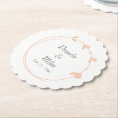 Peach Simple Heart Wreath Wedding Untersetzer (angewinkelt)