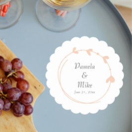 Peach Simple Heart Wreath Wedding Untersetzer