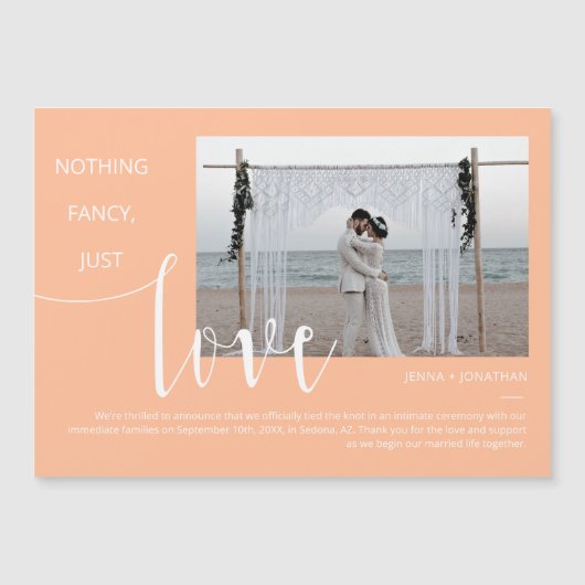Peach Simple Modern Minimal Script Foto Magnet (Vorderseite)
