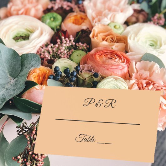 Peach Simple Stylized Script Wedding Platzkarte
