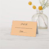 Peach Simple Stylized Script Wedding Platzkarte (Vorderseite)