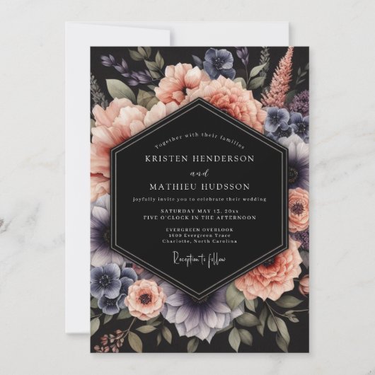 Peach Slate Nocturne Wedding Einladung (Vorderseite)