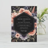 Peach Slate Nocturne Wedding Einladung (Stehend Vorderseite)