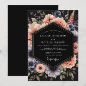 Peach Slate Nocturne Wedding Einladung (Vorne/Hinten)