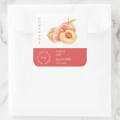 Peach Small Business Label Quadratischer Aufkleber (Tasche)