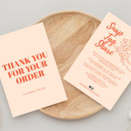 Peach Snap Tag Share Business Thank You Card Dankeskarte