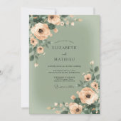 Peach Soft Bloom Wedding Einladung (Vorderseite)