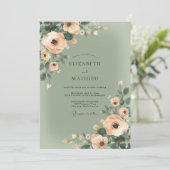 Peach Soft Bloom Wedding Einladung (Stehend Vorderseite)