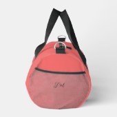 Peach solid color trendy pastellel initials name duffle bag (Rechts)
