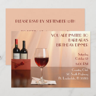 Peach Sophisticed Rotwein Geburtstagsparty Einladung