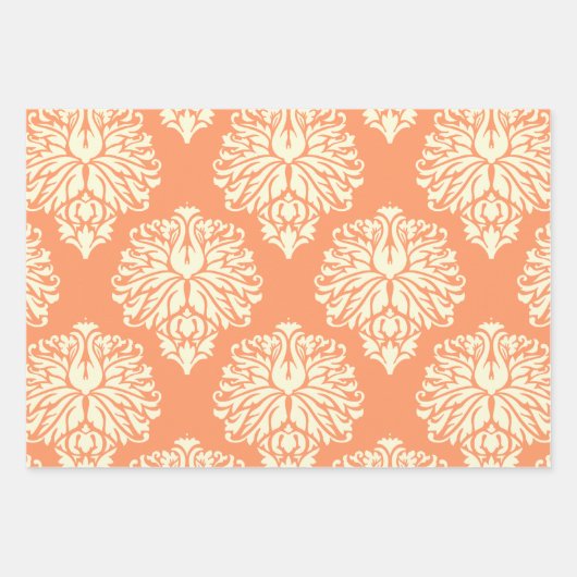 Peach Southern Hütte Damask Geschenkpapier Set (Vorderseite 2)