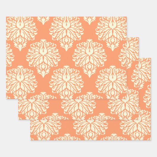 Peach Southern Hütte Damask Geschenkpapier Set (Set)