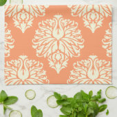 Peach Southern Hütte Damask Geschirrtuch (Gefaltet)