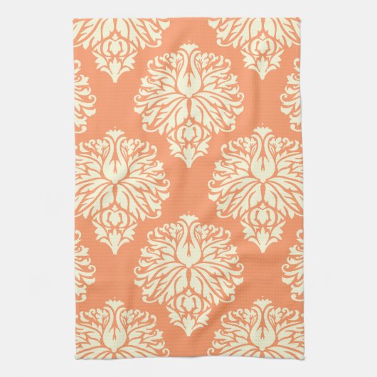 Peach Southern Hütte Damask Geschirrtuch (Vertikal)