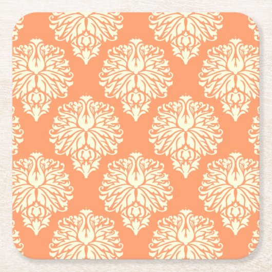 Peach Southern Hütte Damask Rechteckiger Pappuntersetzer (Vorderseite)