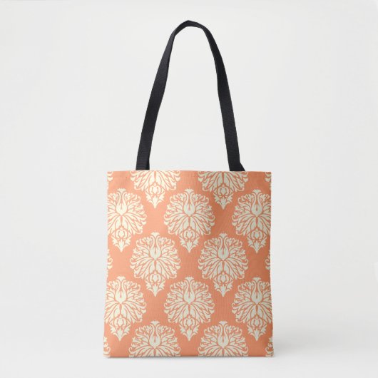 Peach Southern Hütte Damask Toag Tasche (Vorderseite)