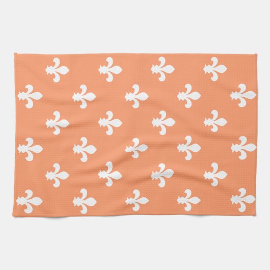 Peach Southern Hütte Fleur de Lys Geschirrtuch (Horizontal)