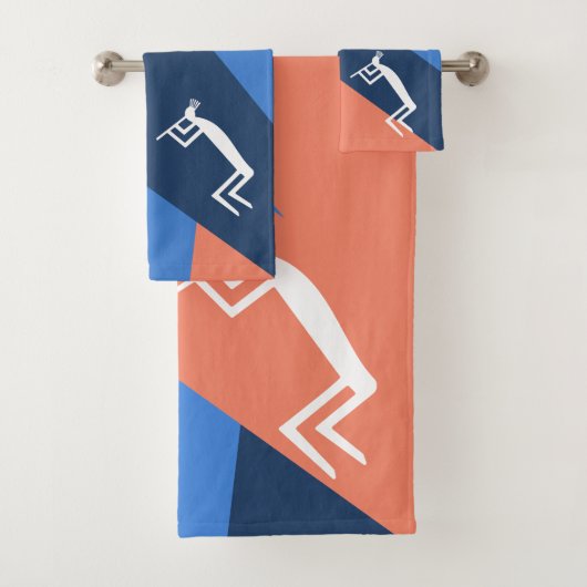 Peach Southwestern Kokopelli Badetuch Set (Insitu)