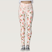 Peach Sparkle Vintage Garden Blossoms Leggings (Vorderseite)