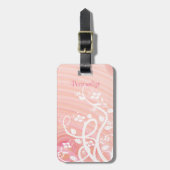 Peach Spiral Filigree Blume über White Template Gepäckanhänger (Vorderseite vertikal)