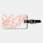 Peach Spirals Filigree Blume über White Template Gepäckanhänger (Vorderseite horizontal)