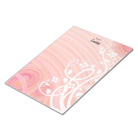 Peach Spirals, Filigree floral Art Custom Notizblock (angewinkelt)