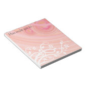 Peach Spirals, Filigree und Blume Art Custom Notizblock (angewinkelt)