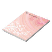 Peach Spirals, Filigree und Blume Art Custom Notizblock (Rotiert)