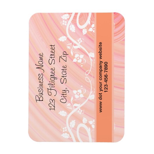 Peach Spirals, Filigree und Blume Custom Magnet (Vertikal)