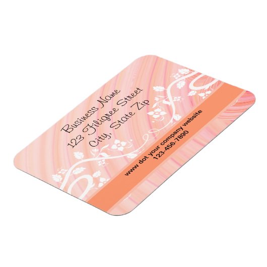 Peach Spirals, Filigree und Blume Custom Magnet (Linke Seite)