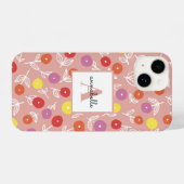 Peach Spring Floral Monogram First name iPhone Hülle (Rückseite (Horizontal))