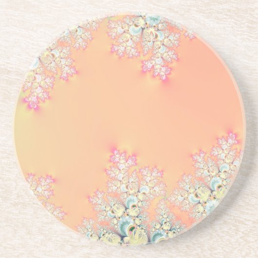 Peach Spring Frost Fraktal Getränkeuntersetzer (Vorne)