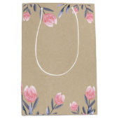 Peach Spring Watercolor Tulips Brautparty Party Mittlere Geschenktüte (Vorderseite)