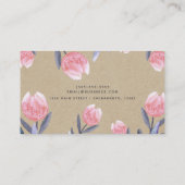 Peach Spring Watercolor Tulips Rustic Kraft Chic Visitenkarte (Rückseite)