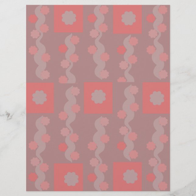 Peach Squigggle Blume Scrapbook Paper (Vorderseite)