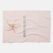 Peach Starfish Better at Beach Geschirrtuch (Horizontal)