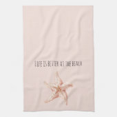 Peach Starfish Better at Beach Geschirrtuch (Vertikal)